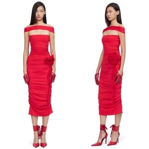 Fanci Club Red Horse Midi Dress